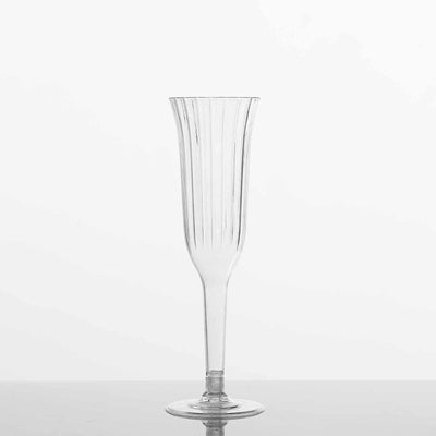 12 Pack | 6 oz | Plastic Champagne Flutes Disposable | Clear | Flared Design | Detachable Clear Base