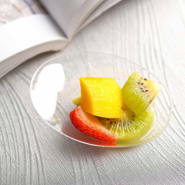 24 Pack Clear 1oz Plastic Nifty Oval Disposable Dessert Bowl