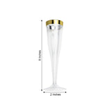 12 Pack 6oz Gold Rimmed Plastic Champagne Glasses Disposable Flutes - Hollow Stem Detachable Base