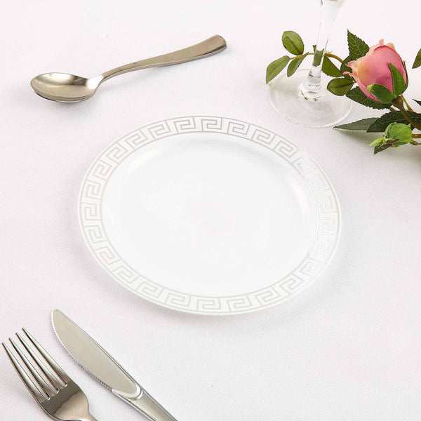 Plastic Dessert Plates, Disposable Salad Plates With Silver Rim