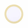 Gold/White Rim Plastic Disposable Salad Dessert Plates - Round Appetizer Plates With Gold Diamond