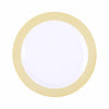 Gold/White Rim Plastic Disposable Salad Dessert Plates - Round Appetizer Plates With Gold Diamond
