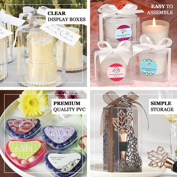 25 Pack | Clear Chest Party Wedding Favor Candy Gift Boxes Treat Container - Plastic 4x2x3Inch