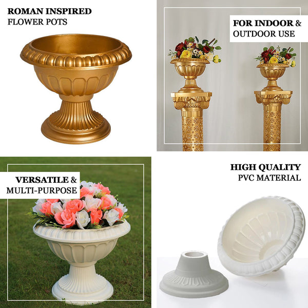 4 Pack | 10inch Tall Gold PVC Crafted All Weather Roman Inspired Pedestal Column Flower Plant Stand