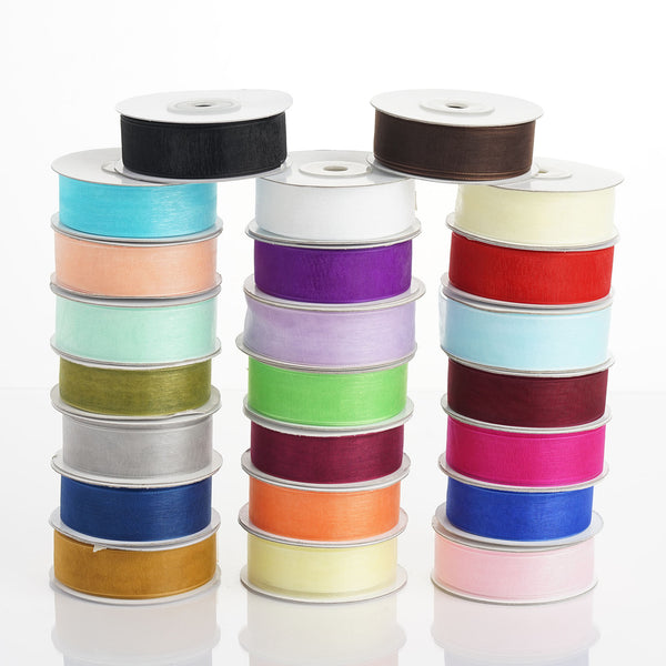 25 Yard 7/8" DIY Pink Organza Ribbon With Mono Edge
