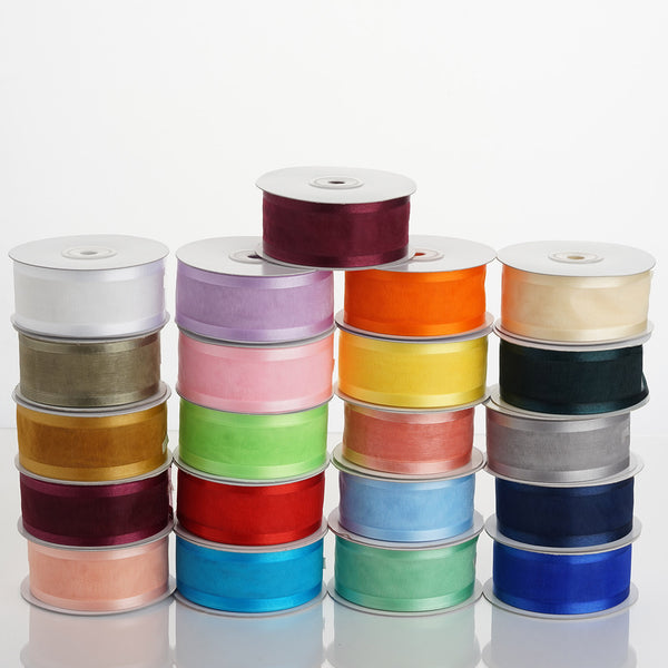 25 Yards 1.5" Hunter Emerald Green Organza Ribbon With Satin Edges