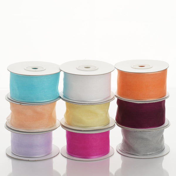 10 Yards 1.5" Yellow Wired Edge Organza Ribbon