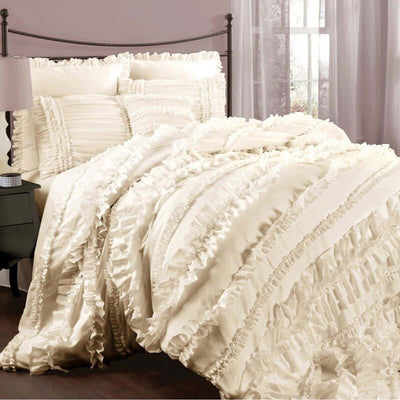 25 Yards Ivory Double Layered Edging Ruffled Lace Trim With Satin Edged Organza Fabric and Gingham Polyester