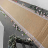 30FT Natural Jute Burlap Aisle Runner with White Floral Lace Borders