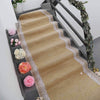 30FT Natural Jute Burlap Aisle Runner with White Floral Lace Borders