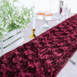 14x108inches Burgundy Grandiose Rosette Satin Table Runner