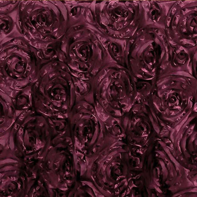 14x108inches Burgundy Grandiose Rosette Satin Table Runner#whtbkgd