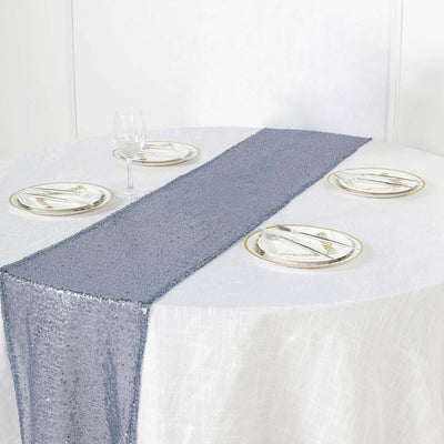 12x108Inch Dusty Blue Premium Sequin Table Runners