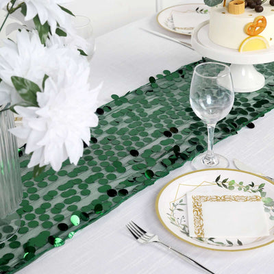 13inch x 108inch Big Sequin Runner Hunter Emerald Green Payette Table Runner Event Decor