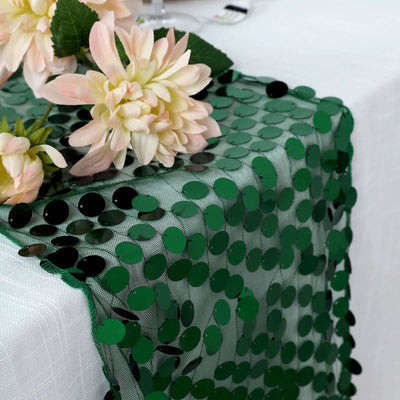 13inch x 108inch Big Sequin Runner Hunter Emerald Green Payette Table Runner Event Decor