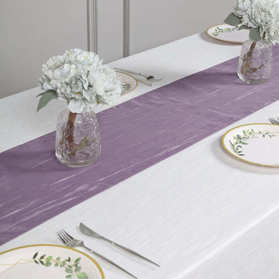 12inch x 108inch Violet Amethyst Accordion Crinkle Taffeta Linen Table Runner