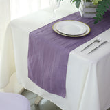 12inch x 108inch Violet Amethyst Accordion Crinkle Taffeta Linen Table Runner