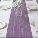 12inch x 108inch Violet Amethyst Accordion Crinkle Taffeta Linen Table Runner