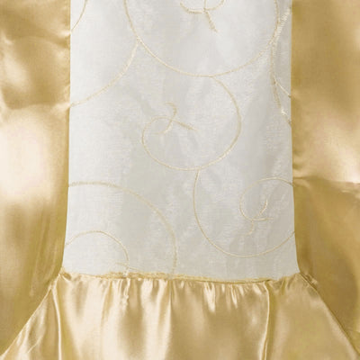 14"x108" Champagne Satin Embroidered Sheer Organza Table Runner#whtbkgd