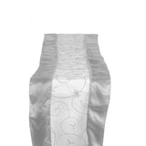 14"x108" Silver Satin Embroidered Sheer Organza Table Runner