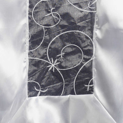 White Satin Embroidered Sheer Organza Table Runner
