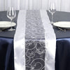 White Satin Embroidered Sheer Organza Table Runner#whtbkgd