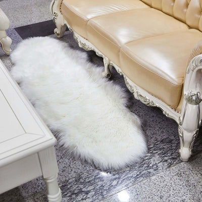 6ft x 2ft | White Faux Sheepskin Rug, Soft Fur Area Rug Runner