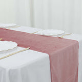 12inch x 108inch Dusty Rose Premium Velvet Sheen Finish Table Runner