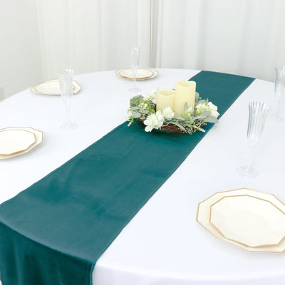 12inch x 108inch Peacock Teal Premium Velvet Sheen Finish Table Runner