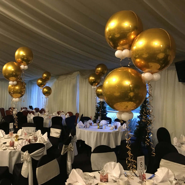 2 Pack | 18" | Royal Blue Jumbo 4D Orbz Balloons | Round Sphere Aluminium Foil Mylar Balloons