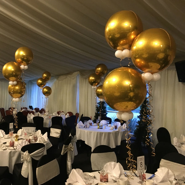 2 Pack | 14inch 4D Shiny Silver Sphere Mylar Foil Helium or Air Balloons