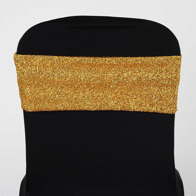 5pc x Chair Sash Metallic Spandex - Gold