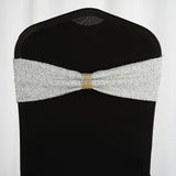 5 Pack Silver Metallic Shiny Glittered Spandex Chair Sashes For Wedding Party