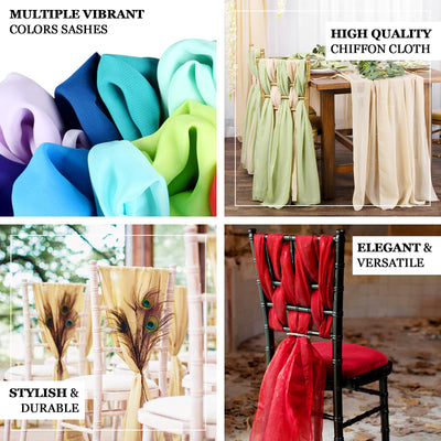 5 Pack | Eucalyptus Sage DIY Premium Designer Chiffon Chair Sashes | 22" x 78"