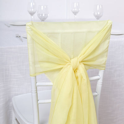 5 Pack | 22x78 inches Yellow DIY Premium Designer Chiffon Chair Sashes