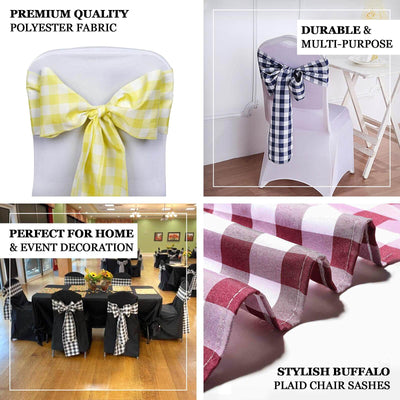 Gingham Chair Sashes | 5 PCS | Red/White | Buffalo Plaid Checkered Polyester Chair Sashes