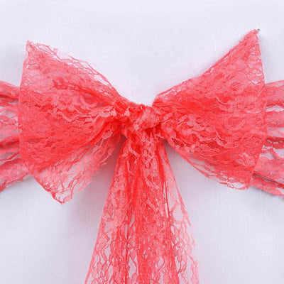 5 Pcs | 6 inch x108 inch Coral Lace Chair Sashes