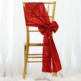 5 PCS | 7 Inch x 106 Inch | Red Pintuck Chair Sash | TableclothsFactory
