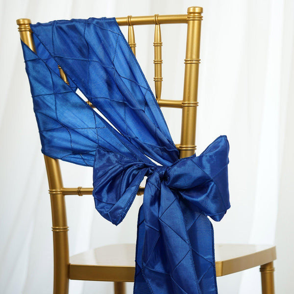 5 Pack | Royal Blue Pintuck Chair Sashes | 7"x106"