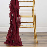 Chiffon Curly Chair Sash - Burgundy#whtbkgd