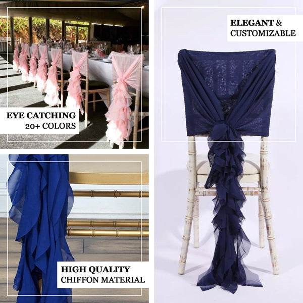 Natural Chiffon Curly Chair Sash