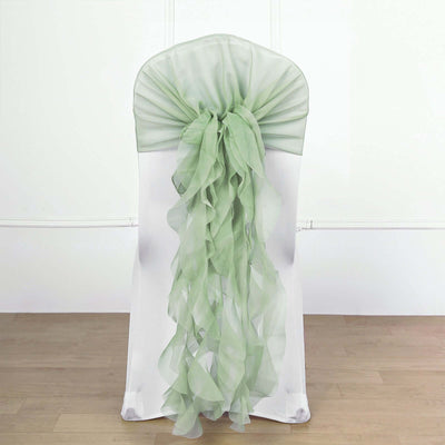 Green Chiffon Curly Chair Sash