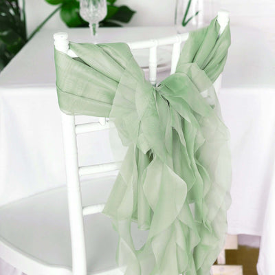 Green Chiffon Curly Chair Sash