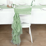 Green Chiffon Curly Chair Sash