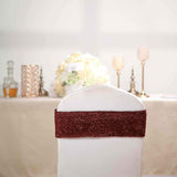 5 Pack | Burgundy Metallic Shiny Glittered Spandex Chair Sashes