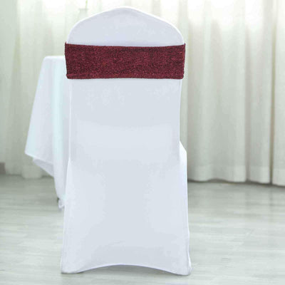 5 Pack | Burgundy Metallic Shiny Glittered Spandex Chair Sashes