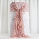 1 Set Dusty Rose Chiffon Hoods With Curly Willow Chiffon Chair Sashes