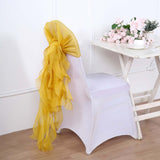 1 Set Mustard Yellow Chiffon Hoods With Curly Willow Chiffon Chair Sashes