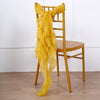 1 Set Mustard Yellow Chiffon Hoods With Curly Willow Chiffon Chair Sashes