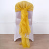 1 Set Mustard Yellow Chiffon Hoods With Curly Willow Chiffon Chair Sashes